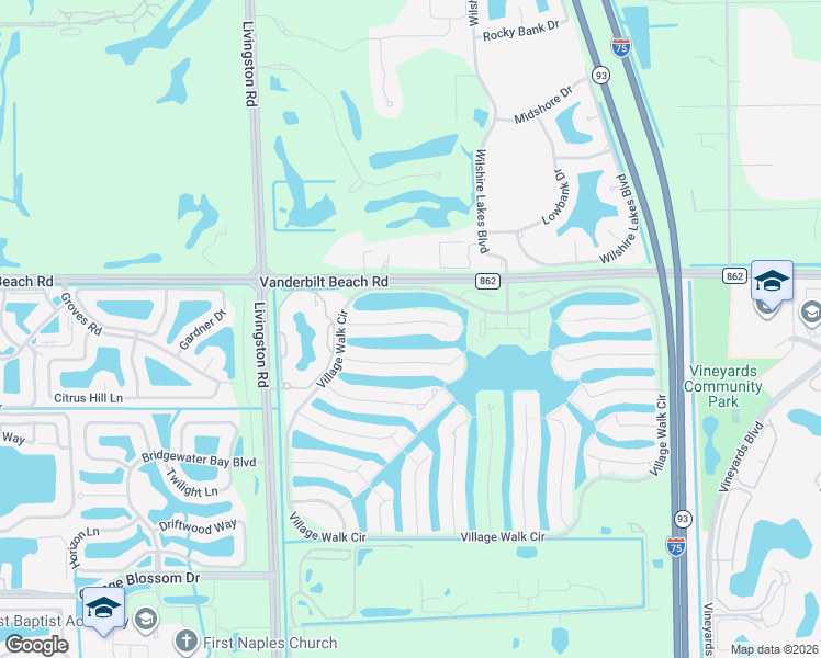 map of restaurants, bars, coffee shops, grocery stores, and more near 3147 Andorra Court in Naples