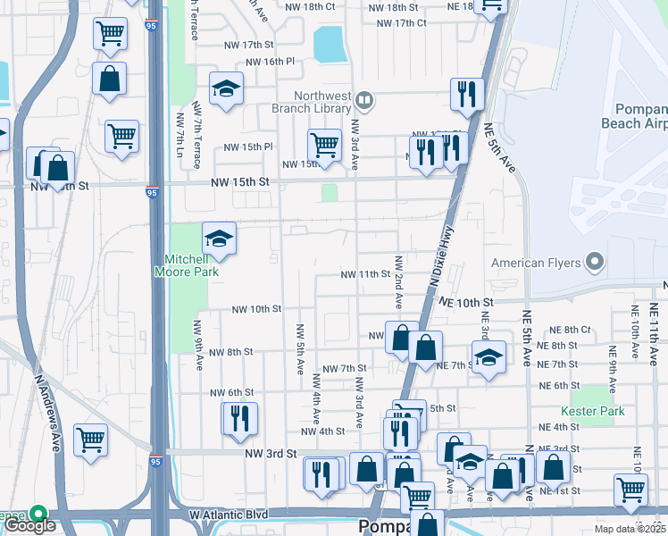 map of restaurants, bars, coffee shops, grocery stores, and more near 1210 Northwest 6th Avenue in Pompano Beach