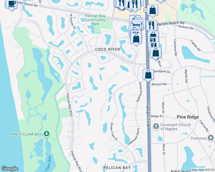 map of restaurants, bars, coffee shops, grocery stores, and more near 7012 Verde Way in Naples