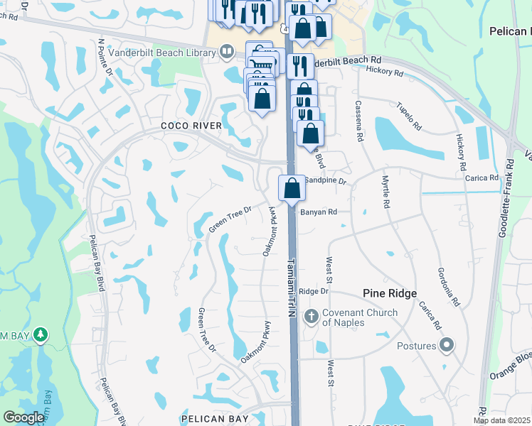 map of restaurants, bars, coffee shops, grocery stores, and more near 780 Tramore Lane in Naples
