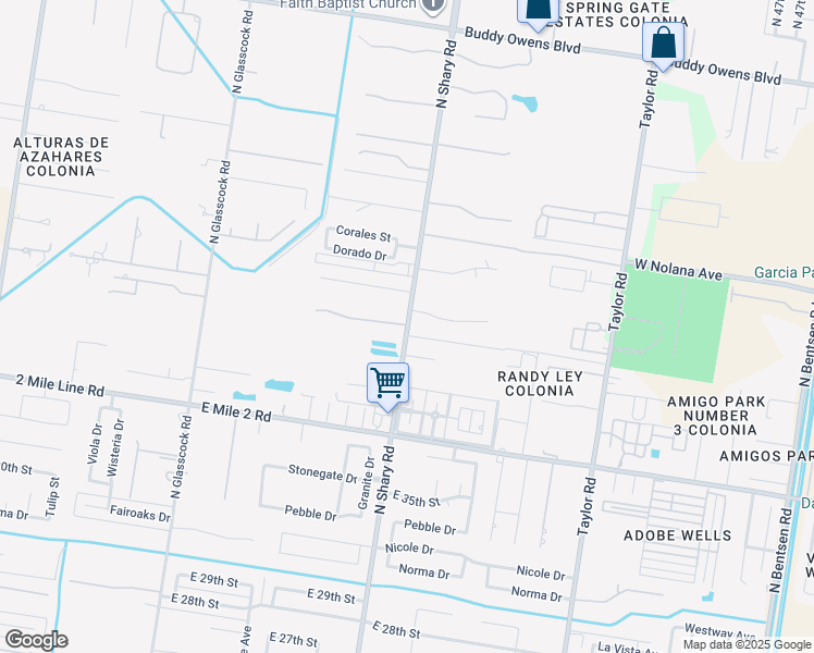 map of restaurants, bars, coffee shops, grocery stores, and more near 2400 Durango Drive in Mission