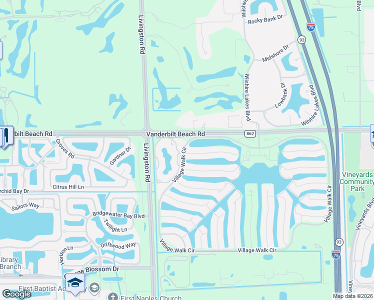 map of restaurants, bars, coffee shops, grocery stores, and more near 3105 Andorra Court in Naples