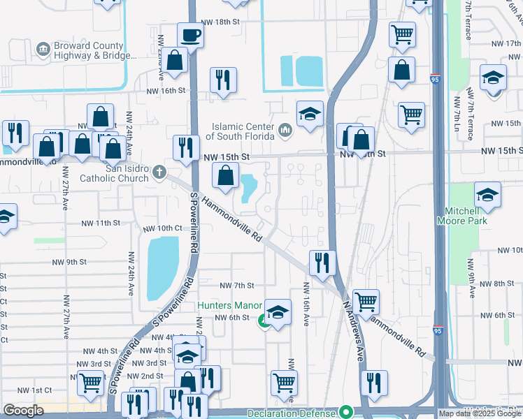 map of restaurants, bars, coffee shops, grocery stores, and more near 106 Northwest 11th Circle in Pompano Beach