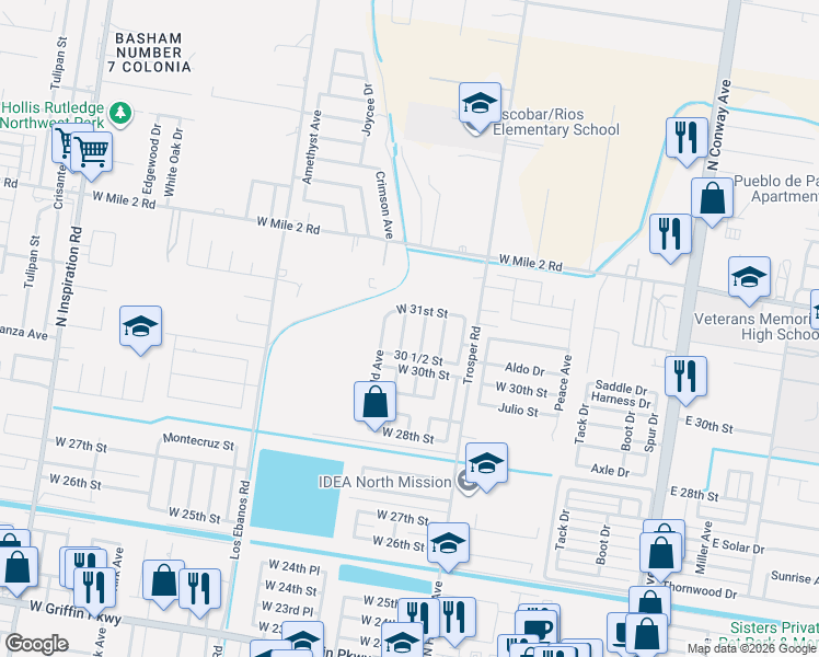 map of restaurants, bars, coffee shops, grocery stores, and more near 3015 Nickel Avenue in Mission