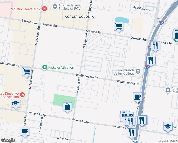 map of restaurants, bars, coffee shops, grocery stores, and more near 911 West Arapaho Avenue in Pharr