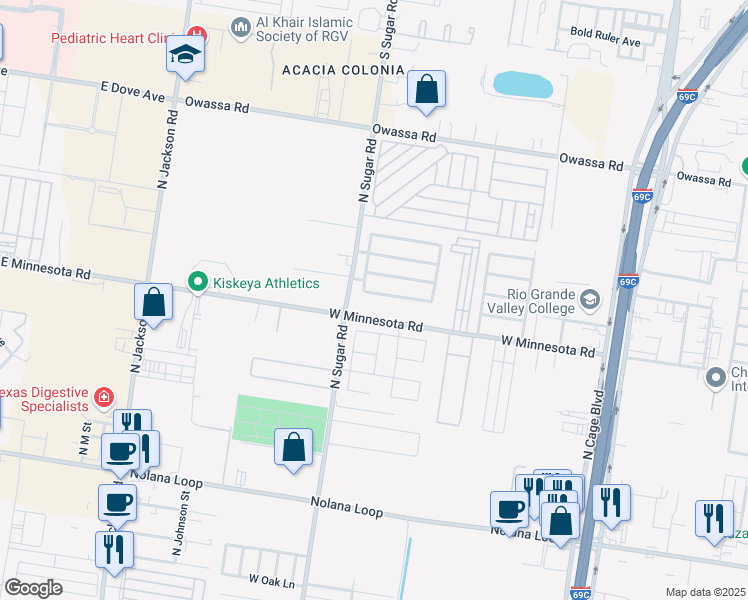map of restaurants, bars, coffee shops, grocery stores, and more near 911 West Arapaho Avenue in Pharr