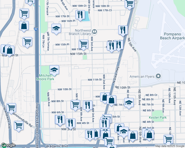 map of restaurants, bars, coffee shops, grocery stores, and more near 1198 Esther Rolle in Pompano Beach