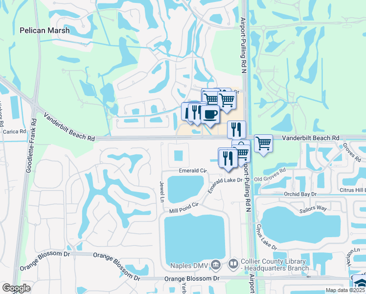 map of restaurants, bars, coffee shops, grocery stores, and more near 2258 Stacil Circle in Naples