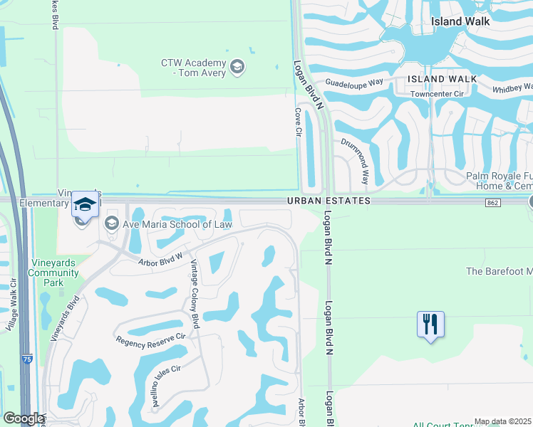 map of restaurants, bars, coffee shops, grocery stores, and more near 318 Vanderbilt Beach Road in Naples