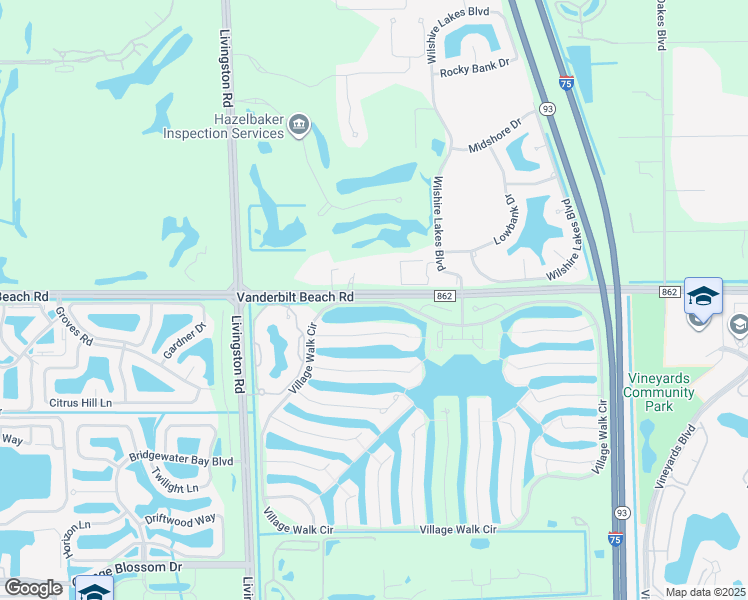 map of restaurants, bars, coffee shops, grocery stores, and more near 3504 Vanderbilt Beach Road in Naples