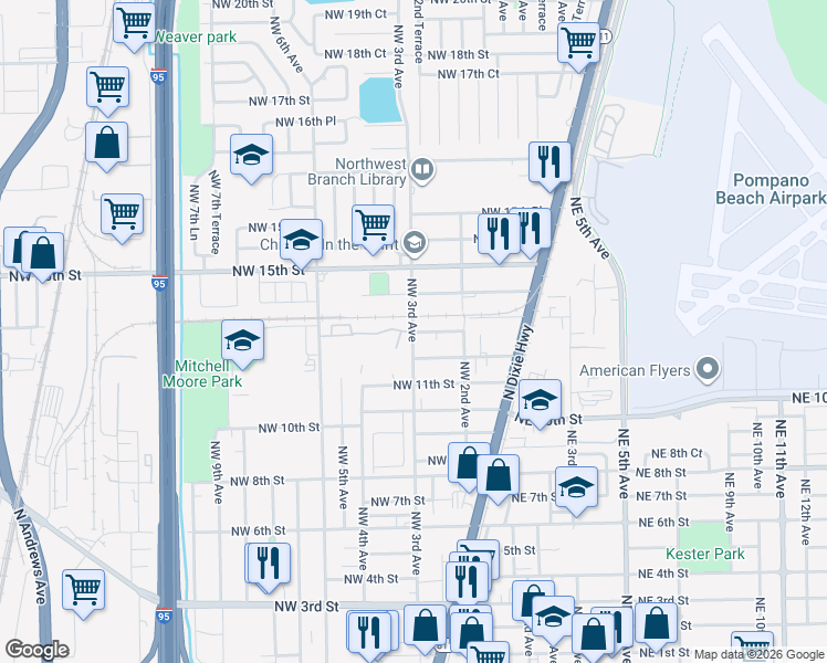 map of restaurants, bars, coffee shops, grocery stores, and more near 1201 Esther Rolle in Pompano Beach