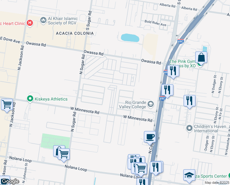 map of restaurants, bars, coffee shops, grocery stores, and more near 5505 North Winona Drive in Pharr