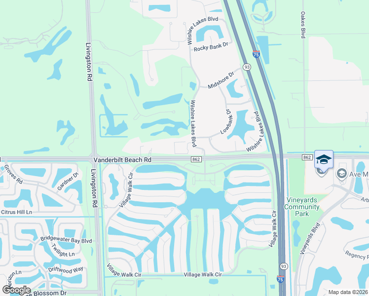 map of restaurants, bars, coffee shops, grocery stores, and more near 241 Vanderbilt Beach Road in Naples