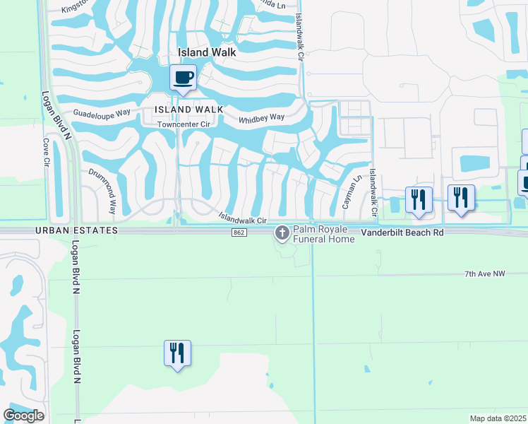 map of restaurants, bars, coffee shops, grocery stores, and more near 3033 Futuna Lane in Naples