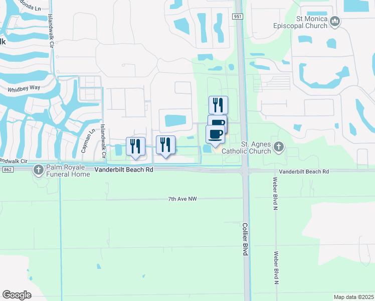 map of restaurants, bars, coffee shops, grocery stores, and more near 14276 Buckstone Drive in Naples