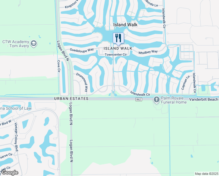 map of restaurants, bars, coffee shops, grocery stores, and more near 4938 Andros Way in Naples