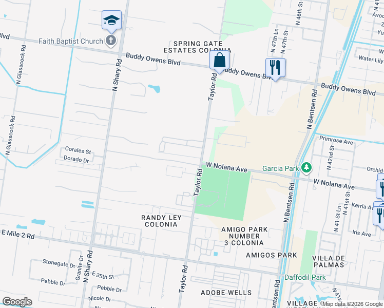 map of restaurants, bars, coffee shops, grocery stores, and more near 2723 Rush Drive in Mission
