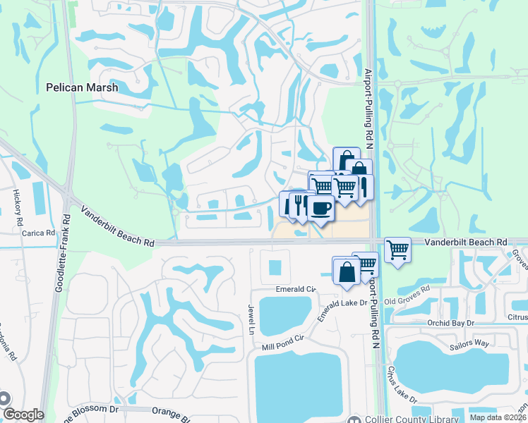 map of restaurants, bars, coffee shops, grocery stores, and more near 8928 Ventura Way in Naples