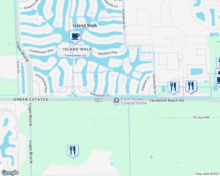 map of restaurants, bars, coffee shops, grocery stores, and more near 3033 Futuna Lane in Naples