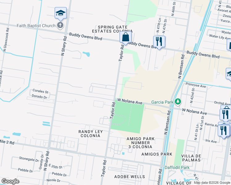 map of restaurants, bars, coffee shops, grocery stores, and more near 2723 Rush Drive in Mission