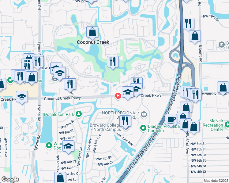 map of restaurants, bars, coffee shops, grocery stores, and more near 1102 Bahama Bend in Coconut Creek