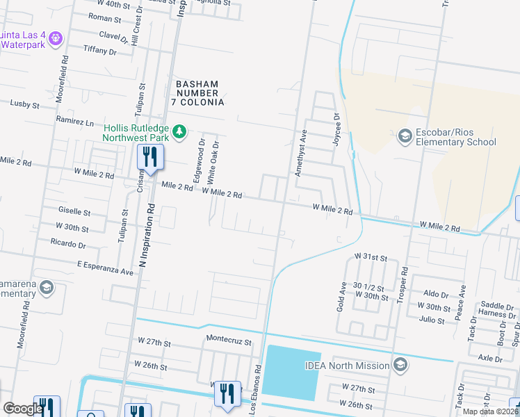 map of restaurants, bars, coffee shops, grocery stores, and more near 1401 West Mile 2 Road in Mission