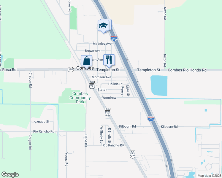 map of restaurants, bars, coffee shops, grocery stores, and more near 400-508 Staton in Harlingen