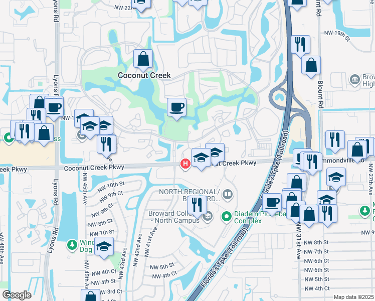 map of restaurants, bars, coffee shops, grocery stores, and more near 1107 Bahama Bend in Coconut Creek
