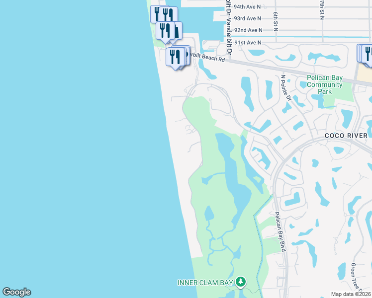 map of restaurants, bars, coffee shops, grocery stores, and more near 8231 Bay Colony Drive in Naples