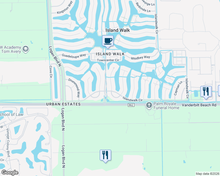 map of restaurants, bars, coffee shops, grocery stores, and more near 2796 Jude Island Way in Naples