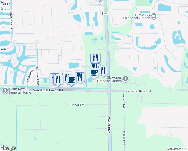map of restaurants, bars, coffee shops, grocery stores, and more near 14276 Buckstone Drive in Naples
