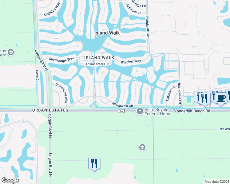 map of restaurants, bars, coffee shops, grocery stores, and more near 2869 Hatteras Way in Naples