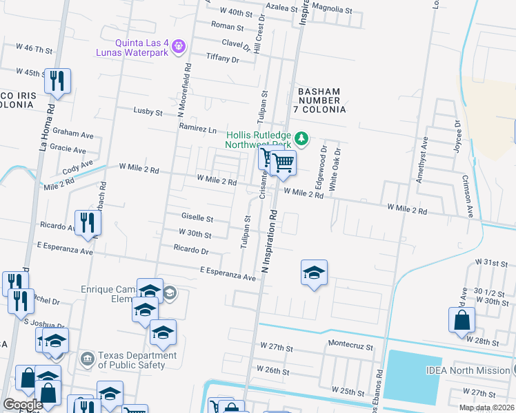 map of restaurants, bars, coffee shops, grocery stores, and more near 8 Mile 2 Road North in Mission