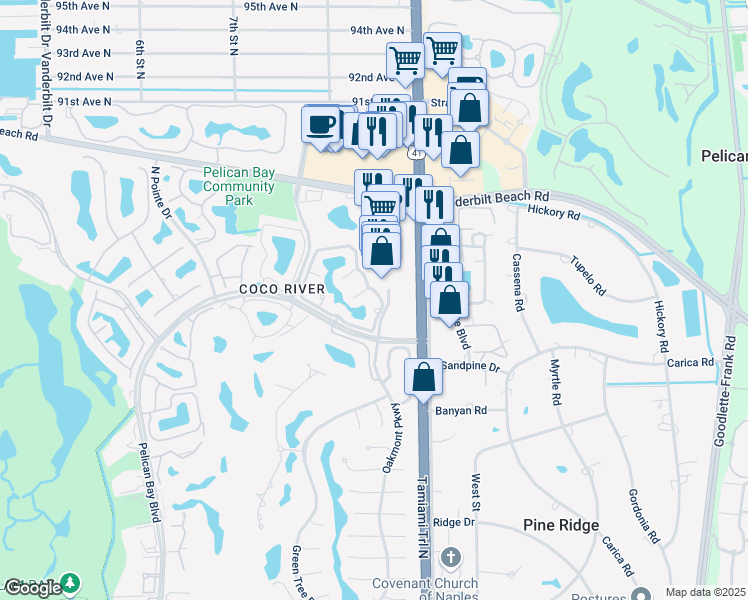 map of restaurants, bars, coffee shops, grocery stores, and more near 700 Lambiance Circle in Naples