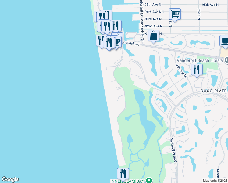 map of restaurants, bars, coffee shops, grocery stores, and more near 8231 Bay Colony Drive in Naples