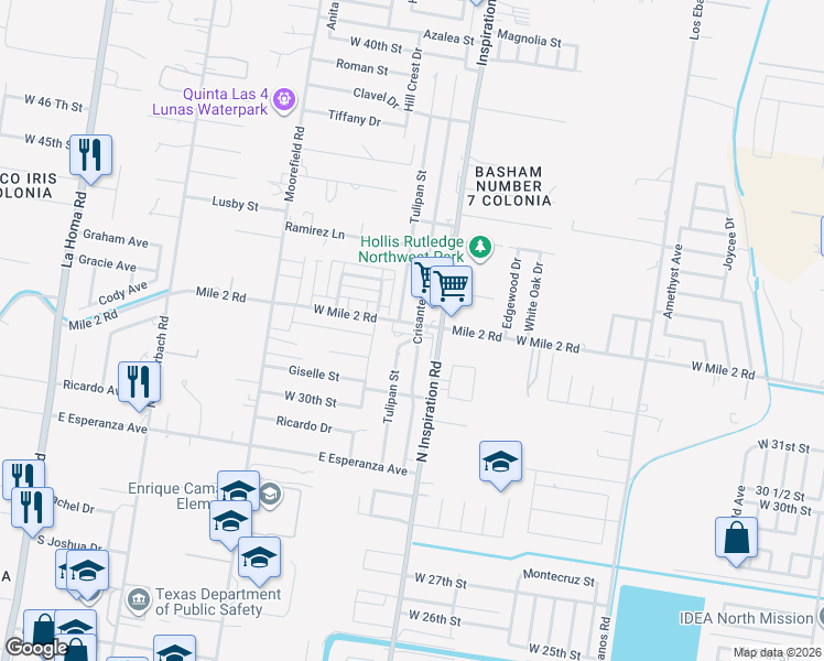 map of restaurants, bars, coffee shops, grocery stores, and more near 8 Mile 2 Road North in Mission