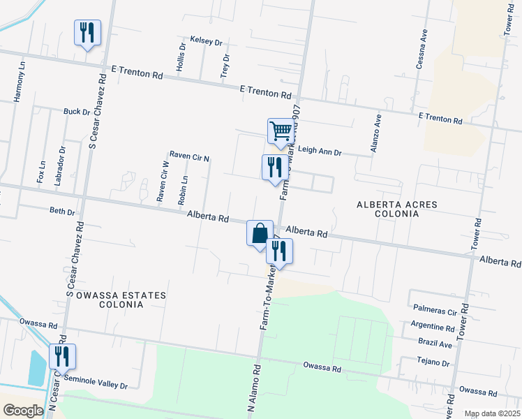 map of restaurants, bars, coffee shops, grocery stores, and more near 4906 Cardinal Lane in Edinburg