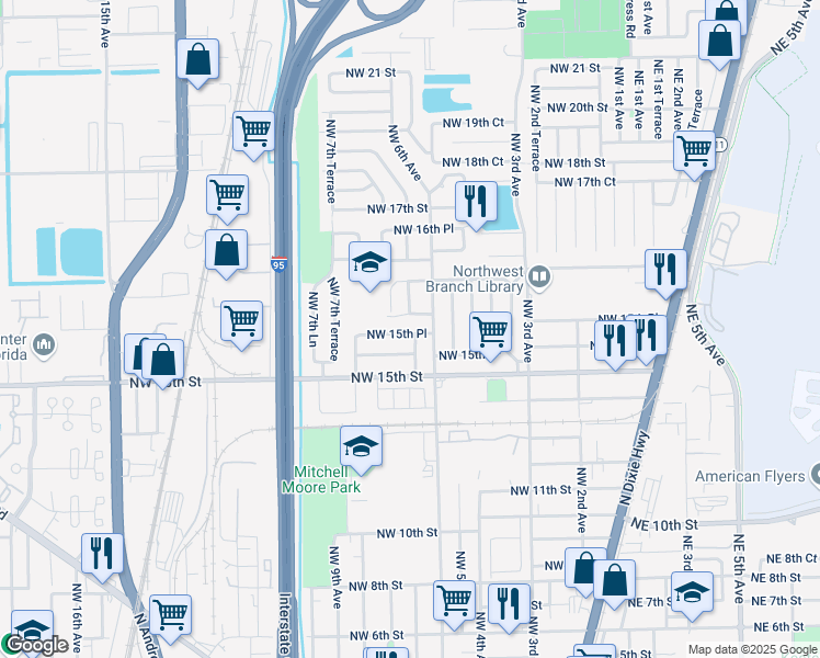 map of restaurants, bars, coffee shops, grocery stores, and more near 700 Northwest 15th Place in Pompano Beach