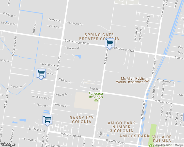 map of restaurants, bars, coffee shops, grocery stores, and more near 4205 North Taylor Road in Mission