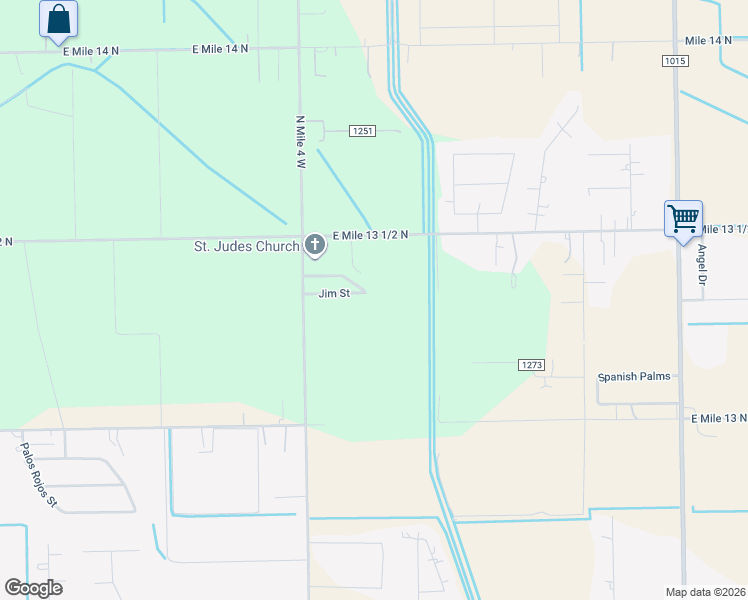 map of restaurants, bars, coffee shops, grocery stores, and more near 2008 Joleigh Street in Mercedes