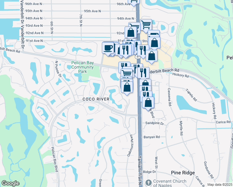 map of restaurants, bars, coffee shops, grocery stores, and more near 700 Lambiance Circle in Naples
