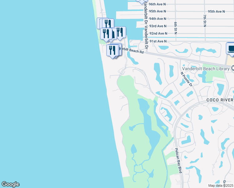 map of restaurants, bars, coffee shops, grocery stores, and more near 8473 Bay Colony Drive in Naples