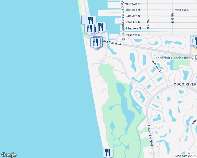 map of restaurants, bars, coffee shops, grocery stores, and more near 8473 Bay Colony Drive in Naples