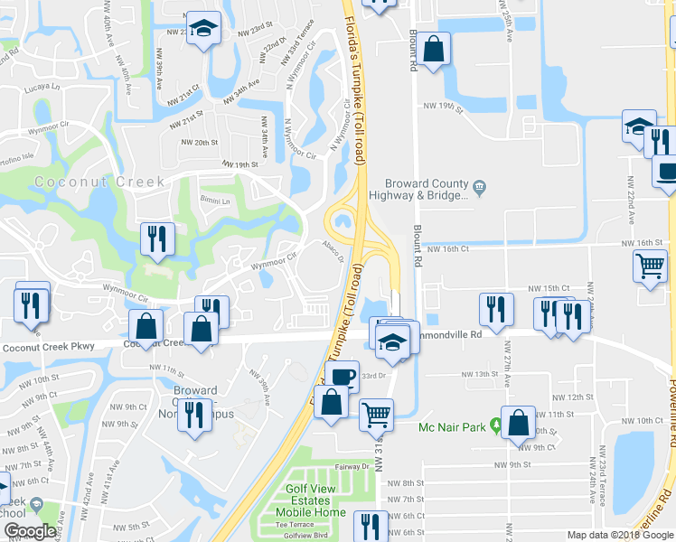 map of restaurants, bars, coffee shops, grocery stores, and more near 1604 Abaco Drive in Pompano Beach