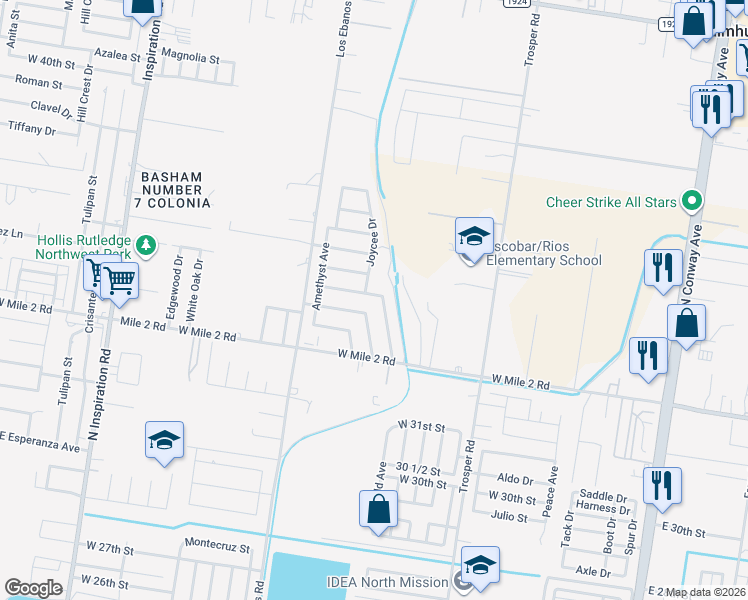 map of restaurants, bars, coffee shops, grocery stores, and more near 1312 Mountain Road in Mission