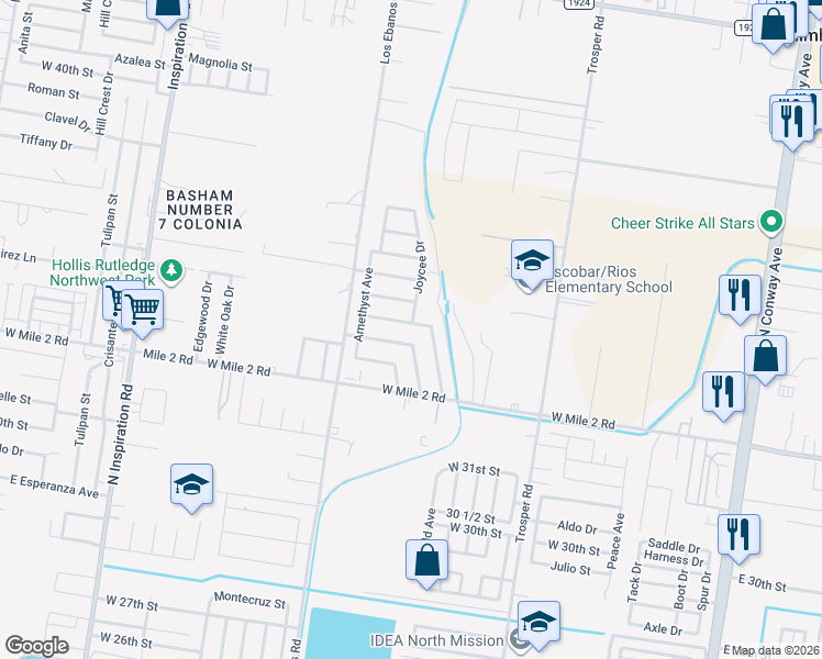 map of restaurants, bars, coffee shops, grocery stores, and more near 1312 Mountain Road in Mission