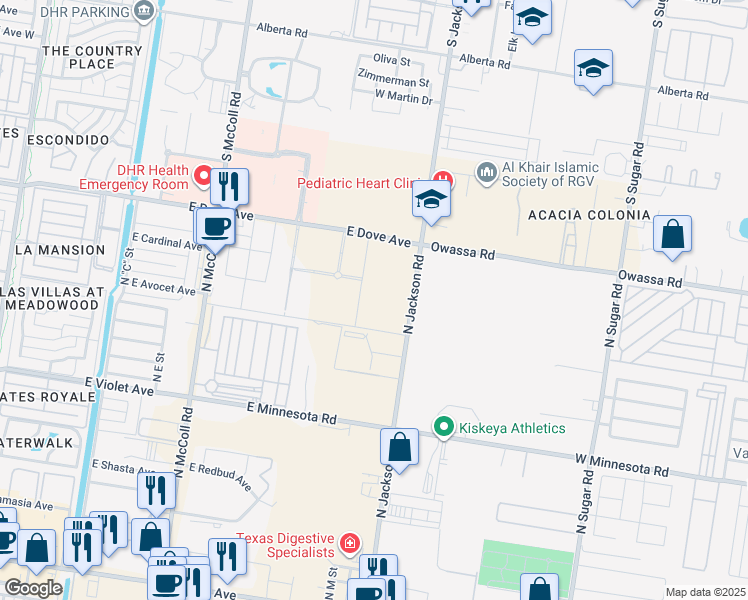 map of restaurants, bars, coffee shops, grocery stores, and more near 5300 North L Street in McAllen