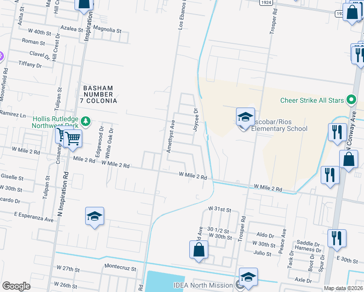 map of restaurants, bars, coffee shops, grocery stores, and more near 1405 Mountain Road in Mission