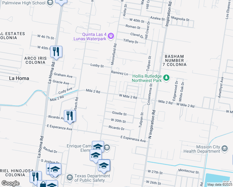 map of restaurants, bars, coffee shops, grocery stores, and more near 3201 Anita Street in Mission