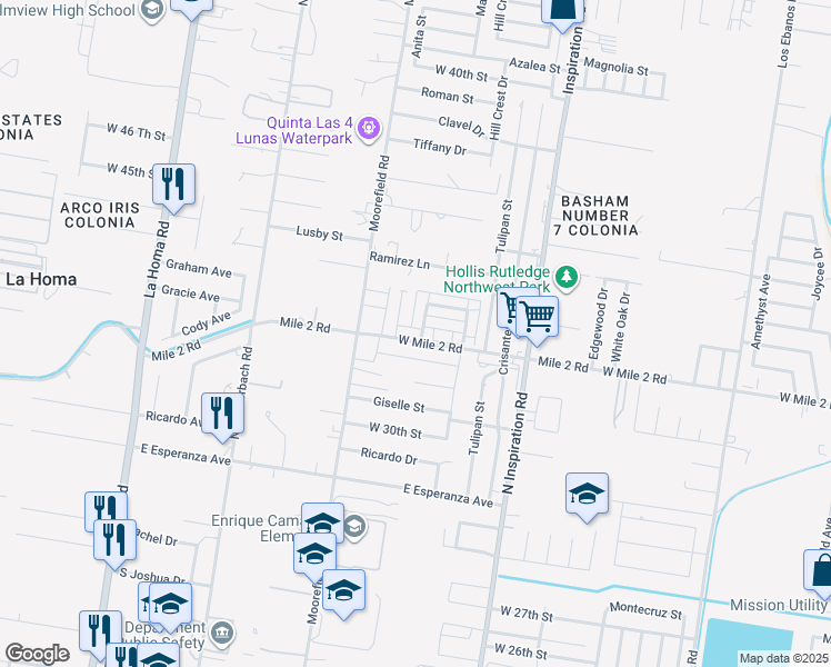map of restaurants, bars, coffee shops, grocery stores, and more near 3207 Magdalena Street in Mission